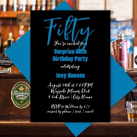 Invitations Black Surprise Party pour les gars