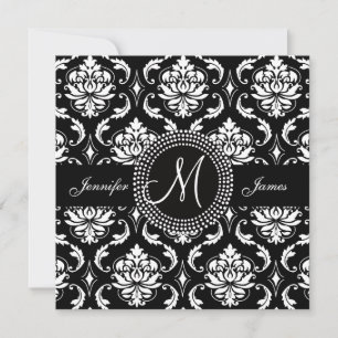 Invitations Black White Mariage damassé