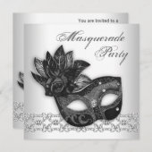 Invitations Black White Masquerade Party (Devant / Derrière)