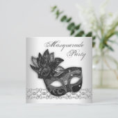 Invitations Black White Masquerade Party (Debout devant)