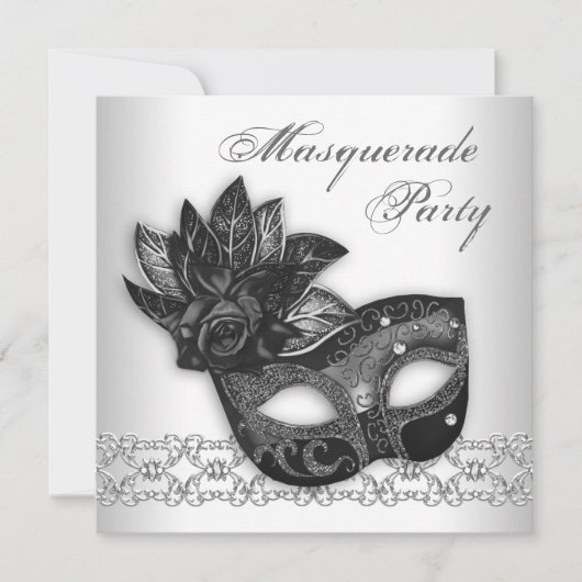 Invitations Black White Masquerade Party (Devant)
