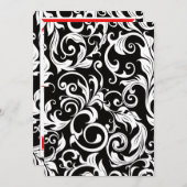 Invitations Black White & Red Mariage damassé (Devant / Derrière)