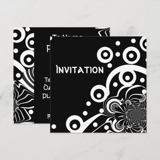 Invitations Black & White Style Clear Space (3) (Devant / Derrière)