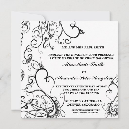 Invitations Black White Wedding Annonces (Devant)