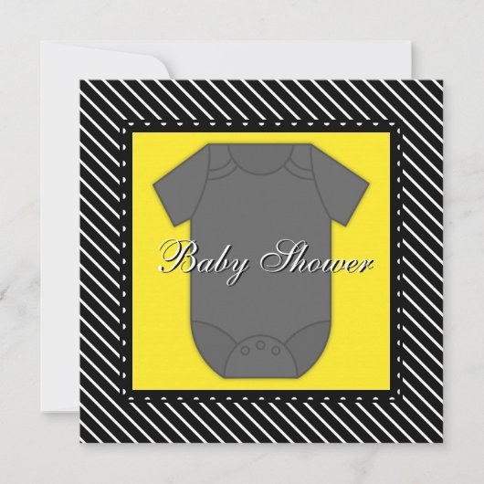 Invitations Black Yellow Baby Shower (Devant)