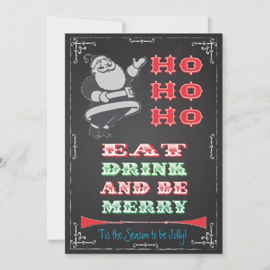 Invitations Blackboard Retro Père Noël Holiday Par (Dos)