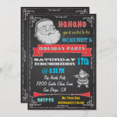 Invitations Blackboard Retro Père Noël Holiday Par (Devant / Derrière)