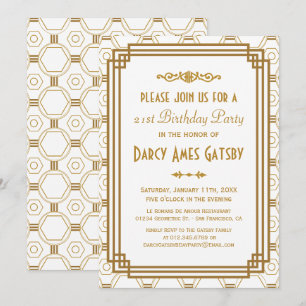 Invitations blanches de fête d'anniversaire d'art