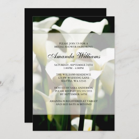 Invitations blanches de Fête de la mariée de (Devant / Derrière)