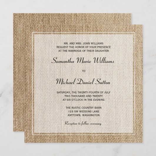 Invitations blanches de mariage de frontière de (Devant / Derrière)