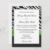 Invitations blanches de mariage de zèbre de noir (Dos)