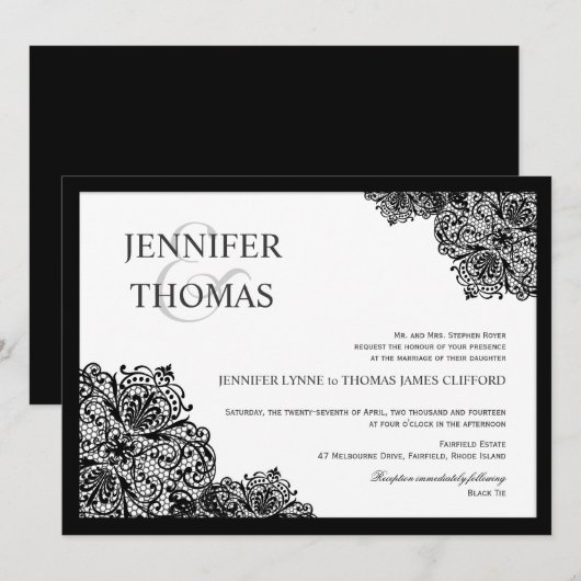 Invitations blanches formelles de mariage de (Devant / Derrière)