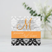 Invitations blanches noires oranges de mariage (Debout devant)