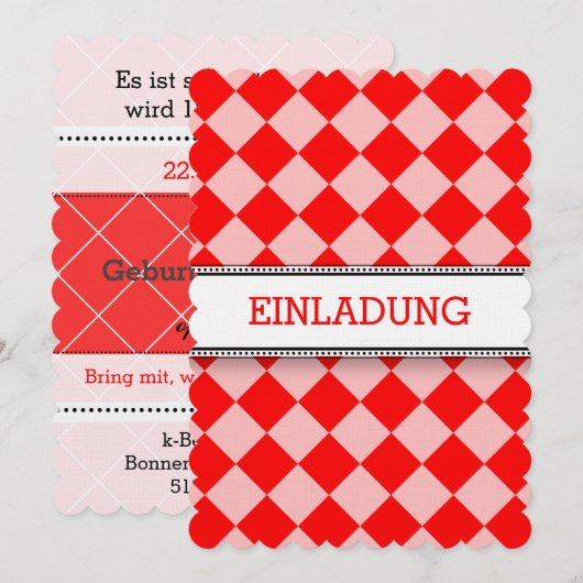 Invitations blanches rouges (Devant / Derrière)