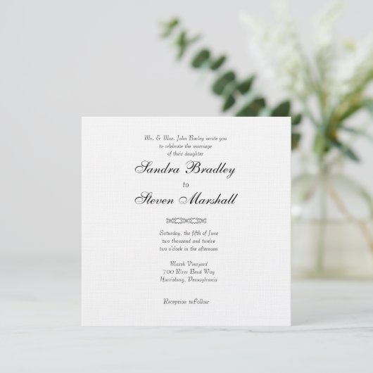 Invitations blanches simples de mariage (Debout devant)
