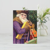 Invitations blanches Vintage Woodland Père Noël Pu (Debout devant)