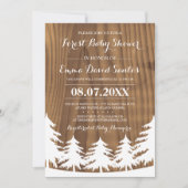 Invitations blancs de baby shower de forêt (Devant)