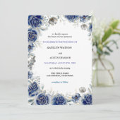 invitations bleu mariage moderne (Debout devant)