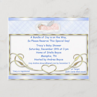 Invitations bleues de baby shower d'ange de