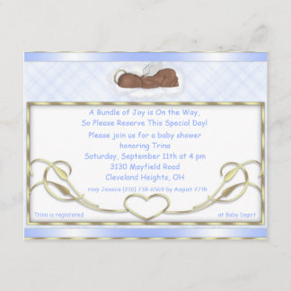 Invitations bleues de baby shower d'ange de