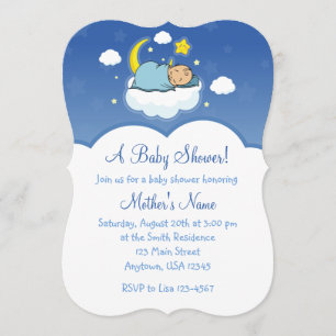 invitations bleues de baby shower de bébé du nuage