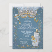 Invitations bleues de baby shower de parties (Devant)
