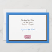 Invitations bleues de baby shower de singe mignon (Dos)