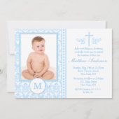 Invitations bleues de baptême de garçon (Devant)