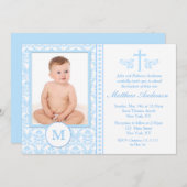 Invitations bleues de baptême de garçon (Devant / Derrière)