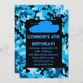 Invitations bleues de fête d'anniversaire de (Devant / Derrière)