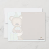 Invitations bleues de fête d'anniversaire d'ours (Dos)