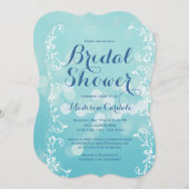 Invitations bleues de Fête de la mariée d'Aqua (Devant / Derrière)