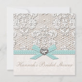 Invitations bleues de Fête de la mariée de diamant (Dos)