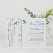 Invitations bleues de Fête de la mariée d'oiseaux (Debout devant)