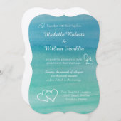 Invitations bleues de mariage de plage d'aquarelle (Devant / Derrière)