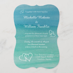 Invitations bleues de mariage de plage d'aquarelle