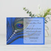 Invitations bleues de mariage de plume de paon de (Debout devant)