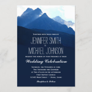 Invitations bleues de mariage de silhouette de