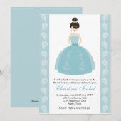 Invitations bleues de Quinceanera de brune de robe (Devant / Derrière)