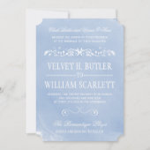 Invitations bleues en pastel de mariage (Devant)