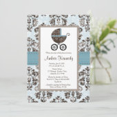 Invitations bleues et Brown de baby shower de (Debout devant)