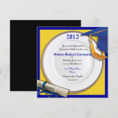 Invitations bleues et jaunes de fête de remise des (Devant / Derrière)