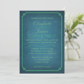 Invitations bleues et vertes de mariage de tableau (Debout devant)