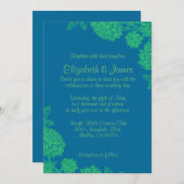 Invitations bleues et vertes élégantes de mariage (Devant / Derrière)