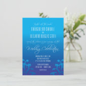 Invitations bleues modernes de mariage de Flourish (Debout devant)