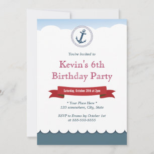 Invitations bleues nautiques d'anniversaire