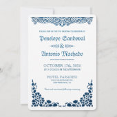 Invitations bleues nautiques vintages de mariage (Dos)