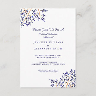 Invitations bleues simples de mariage de nature