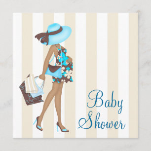 Invitations bleues turquoises Brown de baby shower