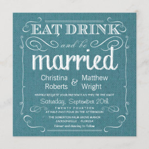 Invitations bleues turquoises de mariage de toile
